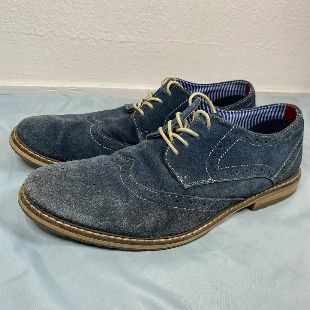 Ben Sherman Blue Suede Oxford Shoes Mens Size 9.5